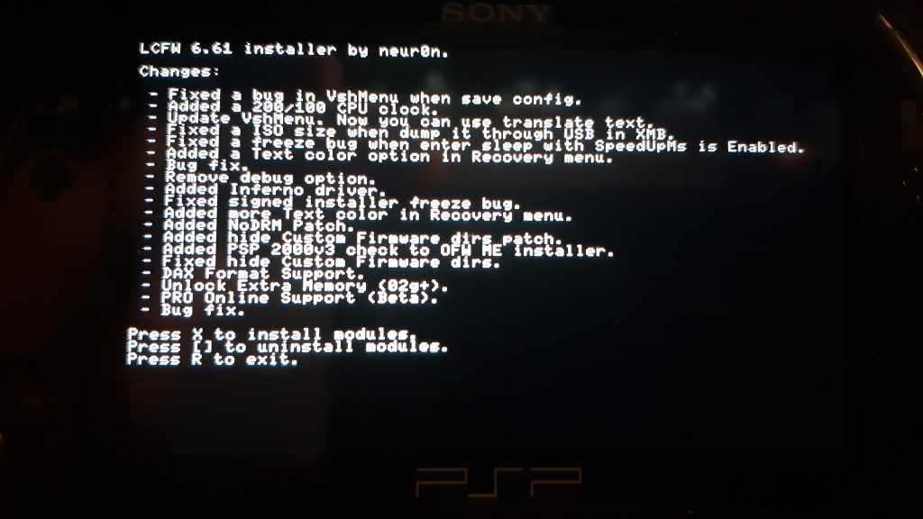 Installation process of LME on the PSP