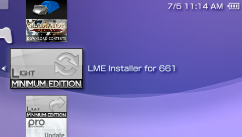 LME Installer shown on the PSP XMB